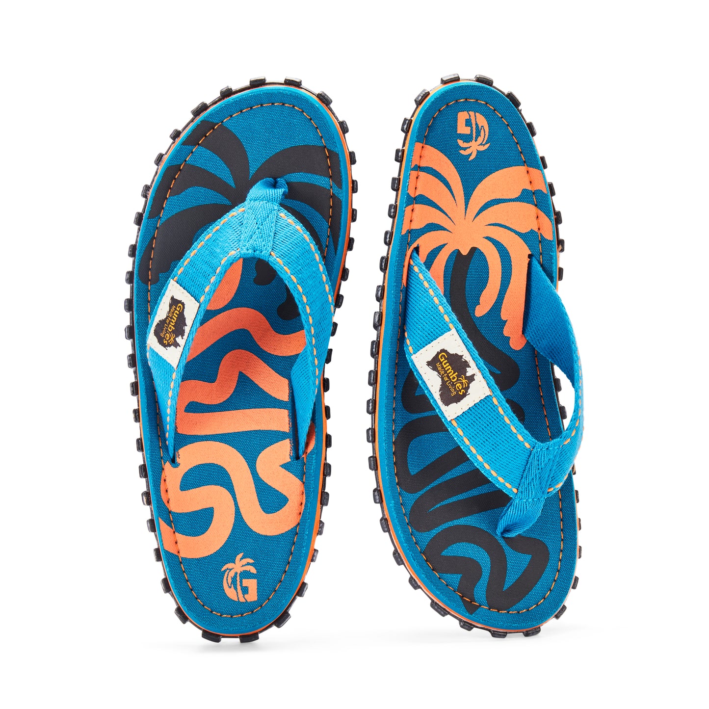 Mens CANVAS Flip Flops - Blue Palmetto
