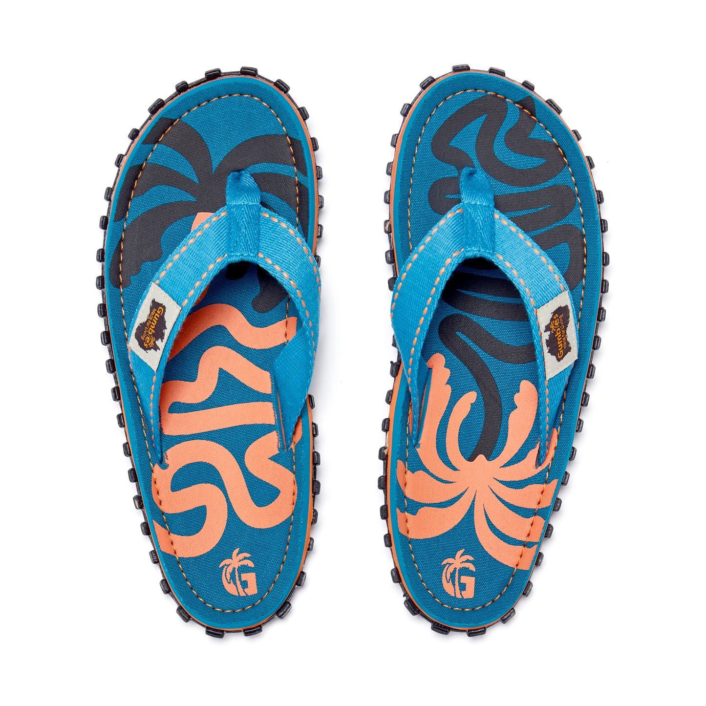 Mens CANVAS Flip Flops - Blue Palmetto