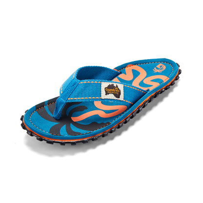 Mens CANVAS Flip Flops - Blue Palmetto