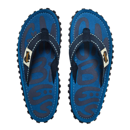 Mens CANVAS Flip Flops - Blue Surf