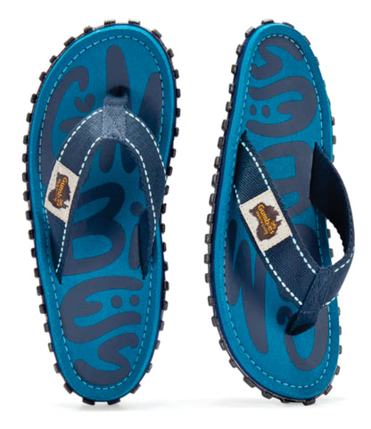 Mens CANVAS Flip Flops - Blue Surf