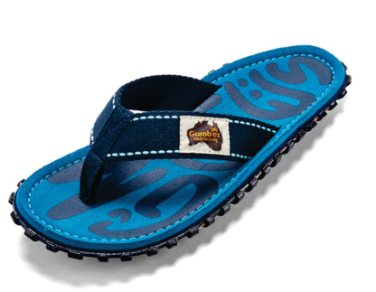 Mens CANVAS Flip Flops - Blue Surf