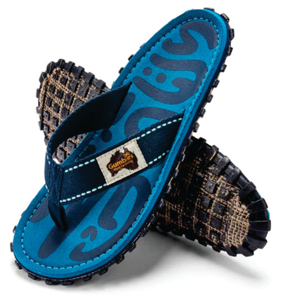Mens CANVAS Flip Flops - Blue Surf