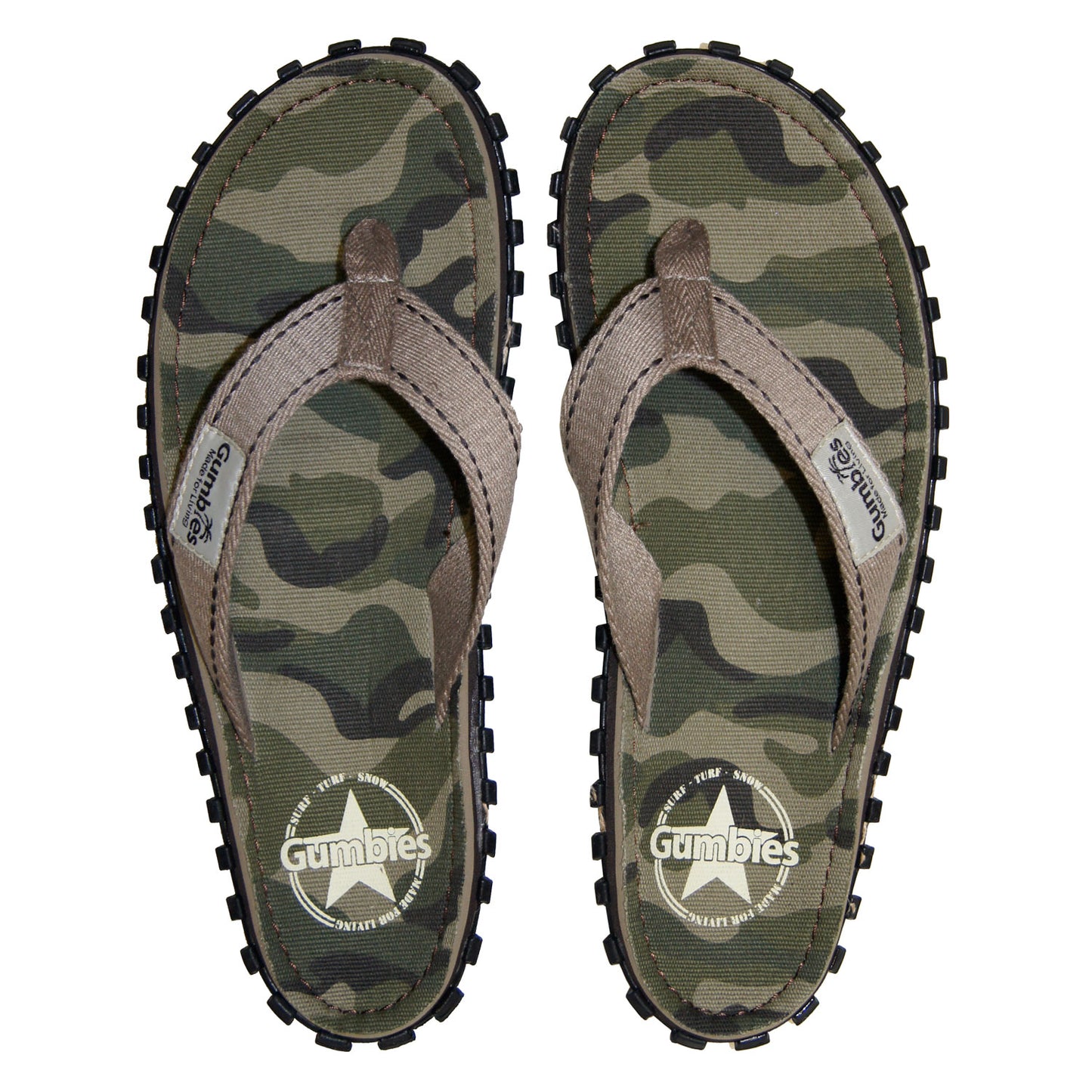 Gumbies CANVAS Flip Flops - Green Camo