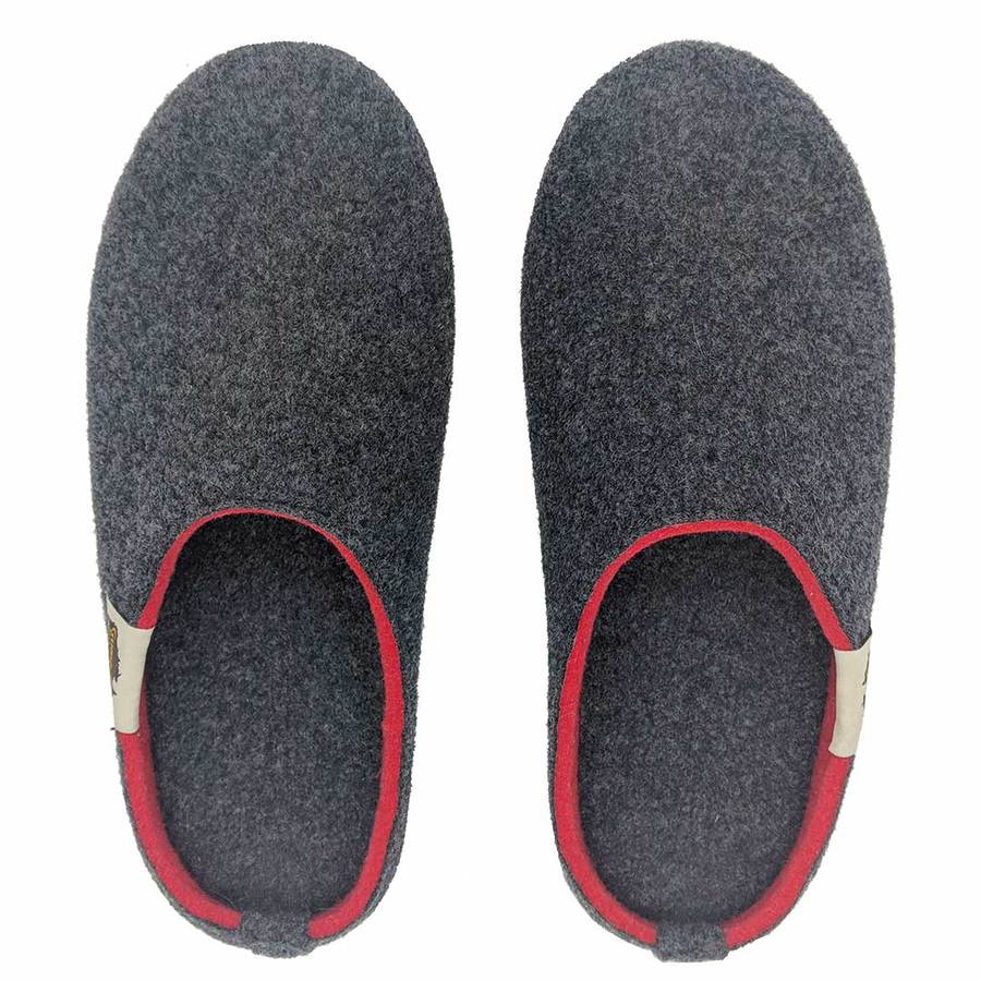 Outback Slippers - Charcoal & Red
