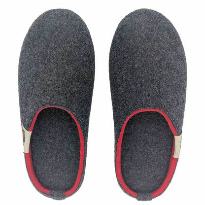 Outback Slippers - Charcoal & Red