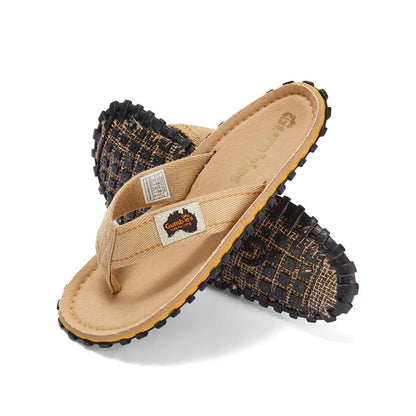 Mens CANVAS Flip Flops - Classic Sand
