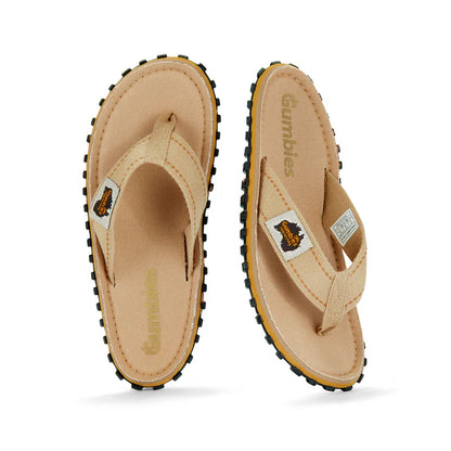 Mens CANVAS Flip Flops - Classic Sand