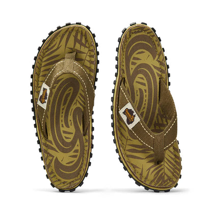 Mens CANVAS Flip Flops - Khaki G