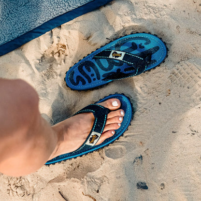 Mens CANVAS Flip Flops - Blue Surf