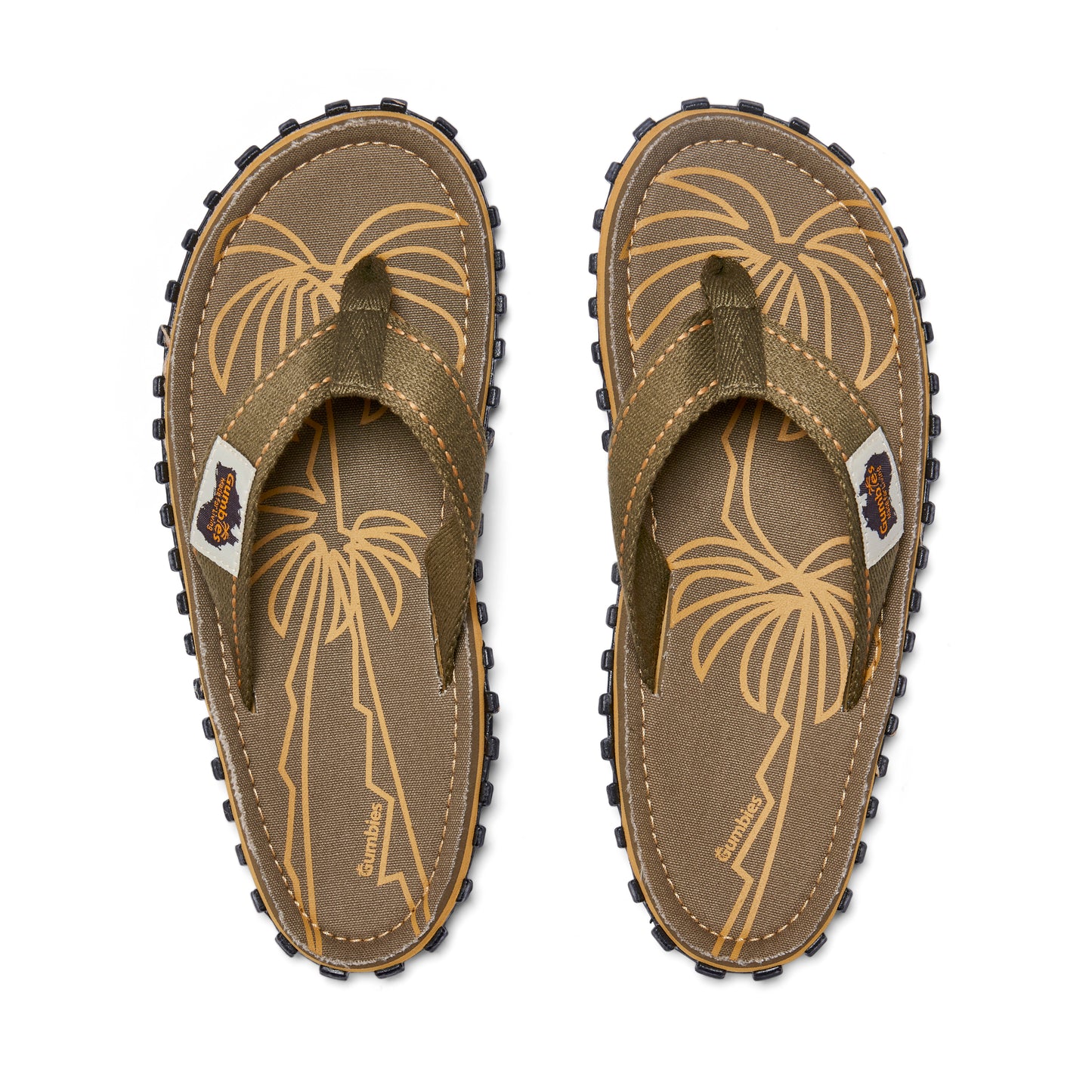 Mens CANVAS Flip Flops - Palm Leaf Khaki