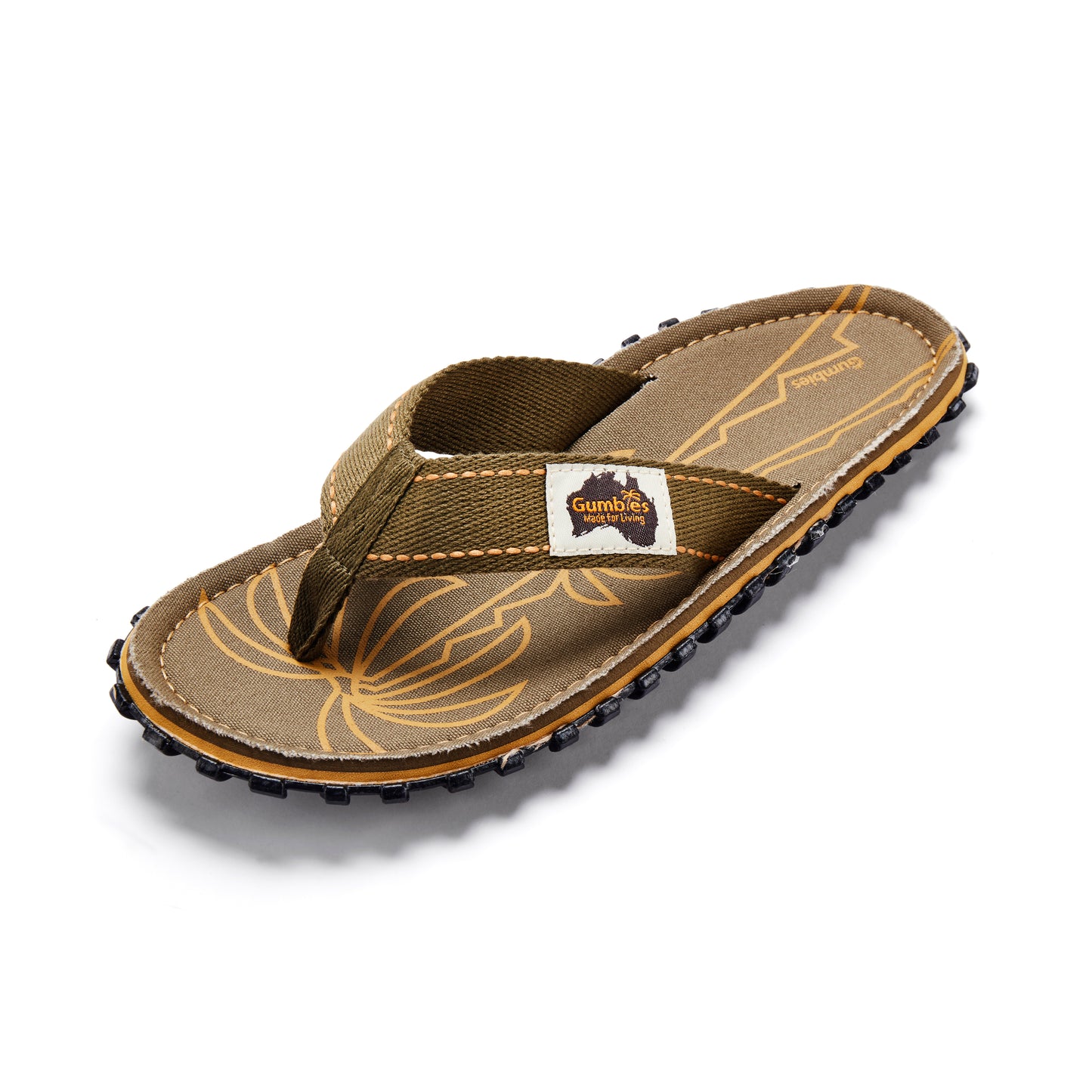Mens CANVAS Flip Flops - Palm Leaf Khaki