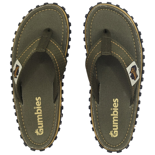 Mens CANVAS Flip Flops - Classic Khaki