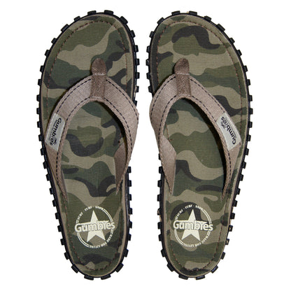 Gumbies CANVAS Flip Flops - Ladies - Green Camo